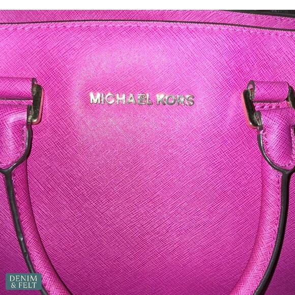Michael Kors Selma Large Saffiano Leather Satchel Tote Bag Fuchsia Pink - Picture 3 of 14